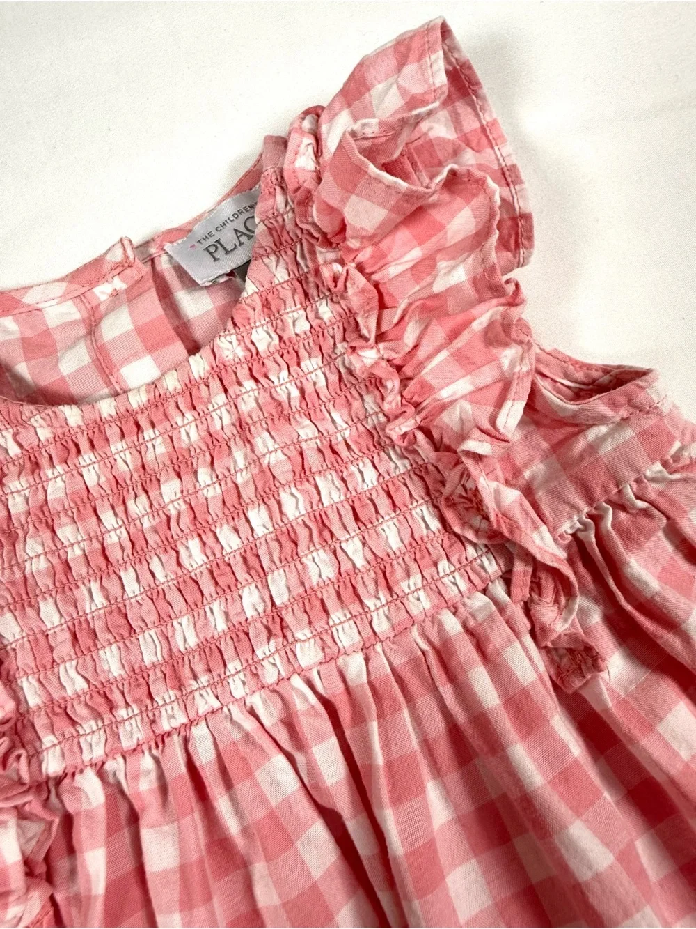 THE CHILDREN’S PLACE Girls Gingham Smocked Dress 6–9M Cottagecore Classic